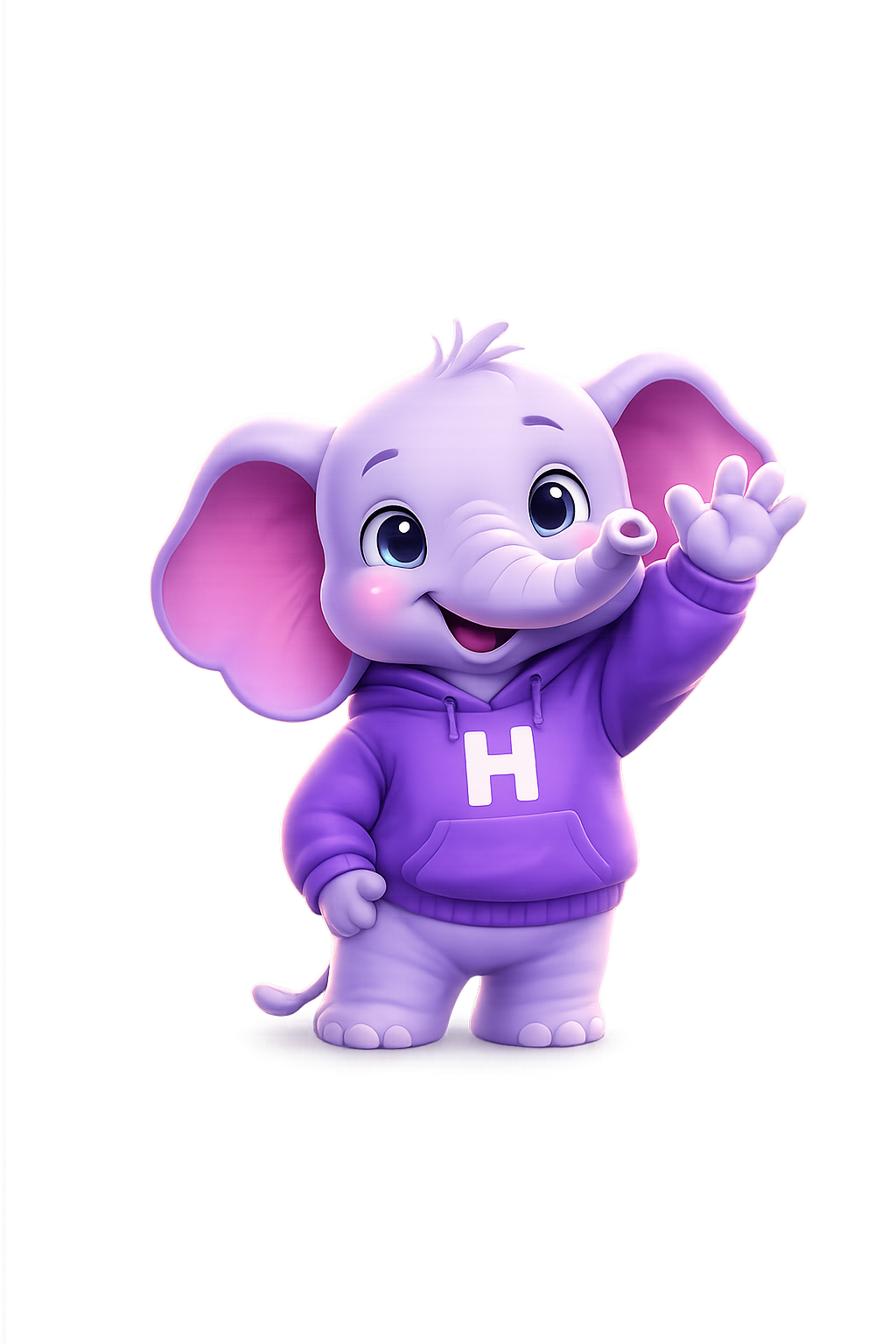 Gaja, the Huevix mascot, waving hello
