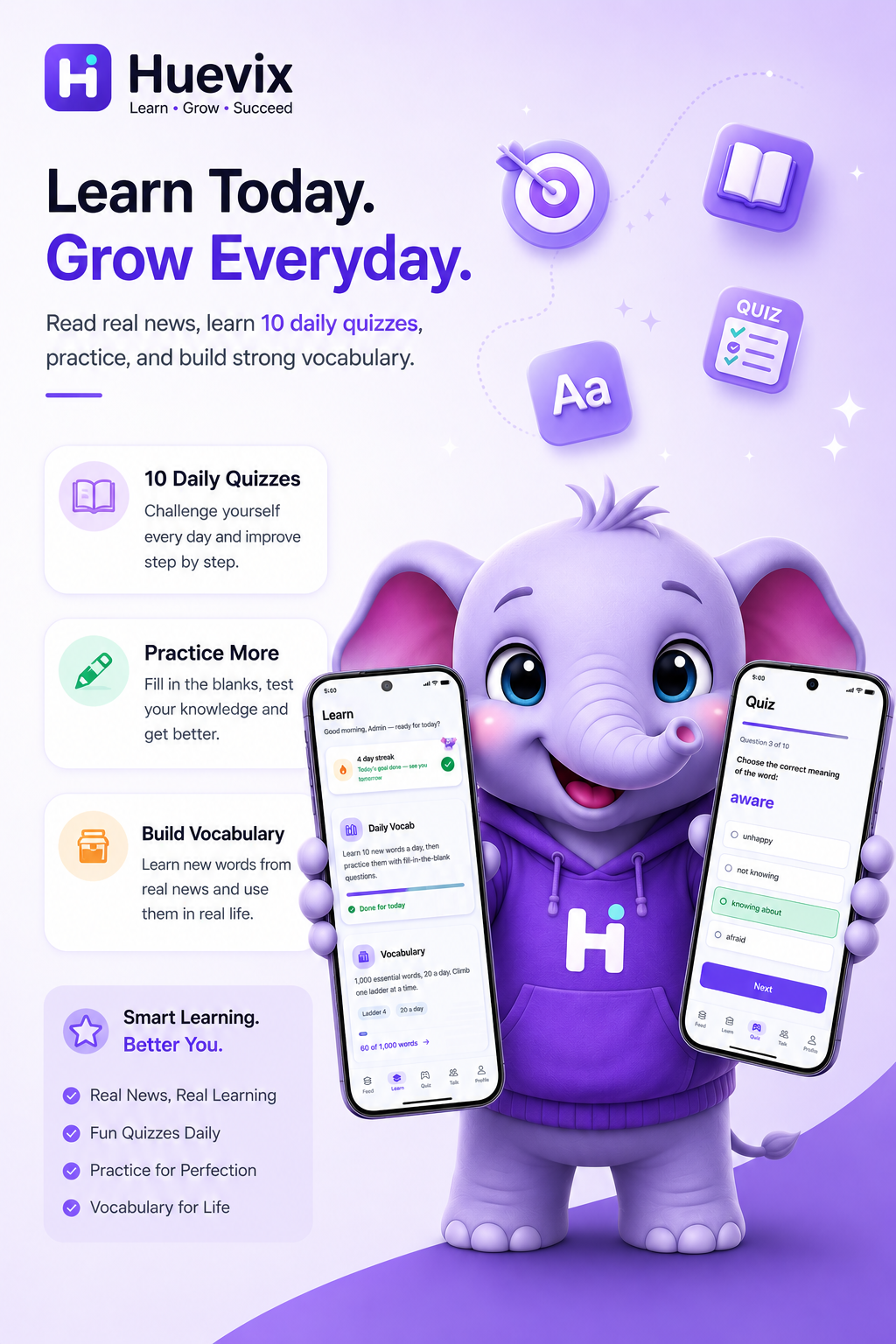 Learn Today, Grow Everyday — daily vocabulary, quizzes and practice